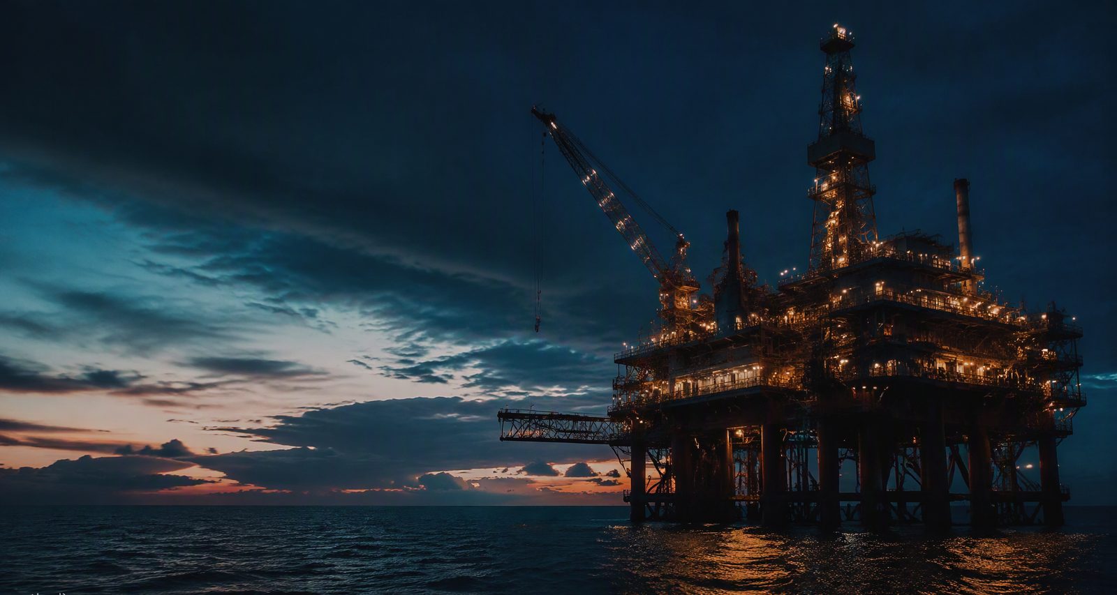 Offshore platform at dusk
